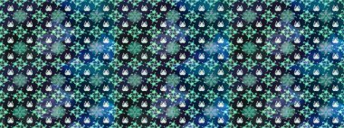 Mavi renkte güzel bir tekstil. Suluboya çiçekli çiçek deseni. Raster illüstrasyonu.