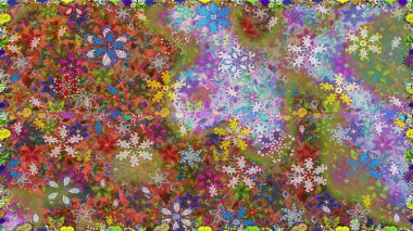 Raster illüstrasyonu. Çiçekli güzel suluboya desen. Kahverengi renklerde.