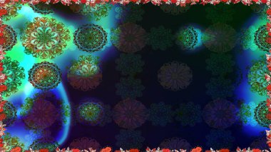 Raster - stok. Kusursuz bir arka plan modeli. Yapraklı çiçekler ve kır çiçekli papatya çayı..