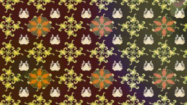 Kahverengi renkli bitkilerden oluşan parlak çiçekli çizim deseni.