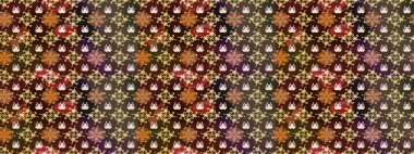 Kahverengi renkli. El çizimi, soyut ve süslü elementler. Yaz çiçekleri teması. Klasik çiçekler. Suluboya resim taklit Raster illüstrasyonu.