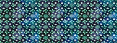 Mavi renkte güzel bir tekstil. Suluboya çiçekli çiçek deseni. Raster illüstrasyonu.