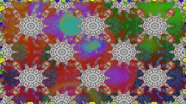 Kızılderili desenli desenli desenli şal deseni. Raster Henna dövme stili. Tekstil, tebrik kartı, boyama kitabı, telefon kılıfı baskısı için kullanılabilir. Etnik Mandala süsü.