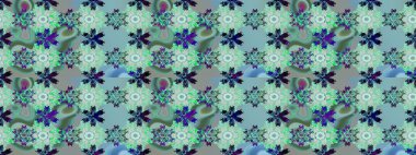 Mavi renkte etnik çiçeklerle süslenmiş zarif bir eskiz. Asya Tekstil 'inde Raster Çiçek İllüstrasyonu.