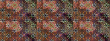 Renkli çizim kalıbı. Kahverengi renkli şirin tekstil. Çiçek arkaplan. Raster illüstrasyonu. Çiçek duvar kağıdı.