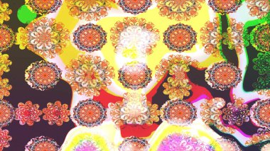 Kahverengi renkli etnik çiçeklerin olduğu zarif bir eskiz modeli. Raster Çiçek İllüstrasyonu güzel tekstil..