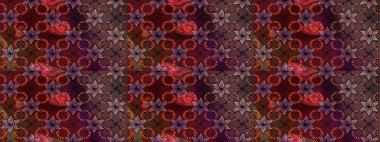 1950-1960 motifleri. El çizimi çiçek unsurları olan soyut çizim raster deseni. Retro tekstil tasarım koleksiyonu. Çiçekli ipek eşarp. Kahverengi üstüne kahverengi.