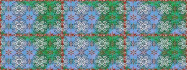 Mavi renklere karalamalar çizen kusursuz çiçek deseni. Raster illüstrasyonu.