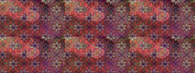 Çiçek ve yapraklı çiçek deseni. Raster illüstrasyonu. Küçük çiçekli şirin desen.