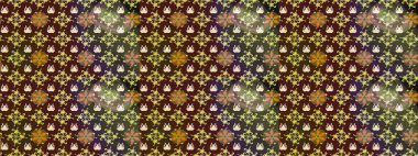 Raster illüstrasyonu. Güzel kumaş deseni. Raster illüstrasyonundaki çiçek desenli çizim. Kahverengi renklerde.