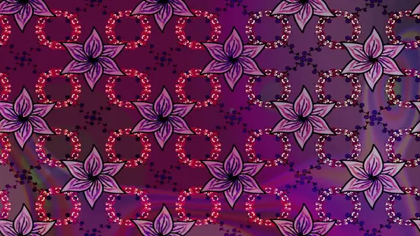 Raster Çiçek İllüstrasyonu 'nun şirin tekstili. Mor renkli etnik çiçeklerle zarif eskiz deseni.