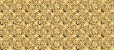 Sembol bayramı, yeni yıl kutlamaları, altın desenler. Noel altın kar tanesi kusursuz desen. Kış kar dokusu duvar kağıdı. Altın kar taneleri bej, sarı ve kahverengi renklerde.