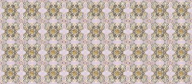 Tarafsız, bej ve gri renklerde altın sarısı elementlerle altın pürüzsüz desen. Tekrarlayan elementlerle soyut arkaplan oluşturun. Kusursuz damaske klasik altın desen. Raster illüstrasyonu.