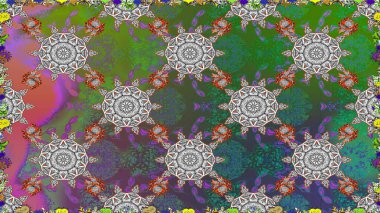 Kusursuz çiçek deseni duvar kâğıdı olarak kullanılabilir. Yeşil renkli çiçekler. Raster illüstrasyonu.