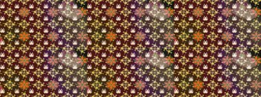 Çiçeksel elementlerle süslenmiş zarif raster dokusu. Küçük çiçekte hoş bir çiçek deseni var. Parlak çiçekli kahverengi renkler üzerine soyut çizim deseni.