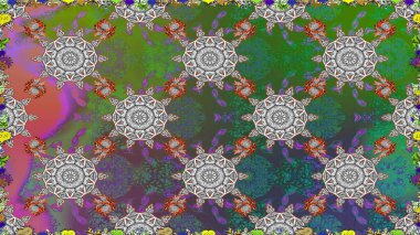 Kusursuz çiçek deseni duvar kâğıdı olarak kullanılabilir. Yeşil renkli çiçekler. Raster illüstrasyonu.