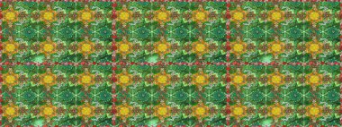 Raster illüstrasyonundaki çiçek desenli çizim. Yeşil renkte çiçekler.