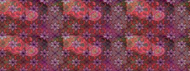 Çiçek buketleriyle klasik bir eskiz şekli. Kahverengi renklerde. Raster illüstrasyonu.