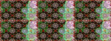 Kusursuz bir mahsul. Renkli Bahar Temalı Kusursuz Arkaplan. Raster Şirin kumaş deseni. Düz Çiçek Elementleri Tasarımı.