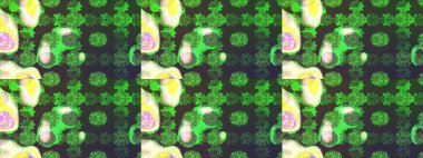 Yeşil renkli etnik çiçeklerle süslenmiş zarif bir eskiz şekli. Raster Çiçek İllüstrasyonu güzel tekstil..