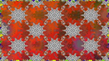 Çiçeksel kahverengi, pürüzsüz desen. Klasik taslak çizimi. Raster çiçek izi..