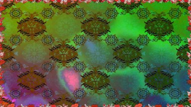 Güzel kumaş deseni. Yeşil renklerde. Raster illüstrasyonu. Raster illüstrasyonunda kusursuz çiçek deseni.