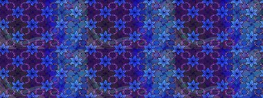 Mavi renkli çiçekler. Çiçek süslemeli çizim deseni. Raster illüstrasyonu.