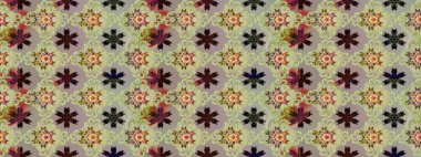 Raster illüstrasyonu. Tarafsız renklerde çiçekler. Raster illüstrasyonu. Asya tekstil tarzında. Çiçek desenini çiz.