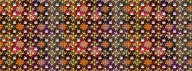 Raster illüstrasyonu. Düz Çiçek Elementleri Tasarımı. Renkli Bahar Teması eskiz kalıbı. Kahverengi renkte zarif çiçekler ve suluboya..