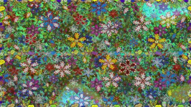 Raster çiçek izi. Çiçek yeşili, pürüzsüz desen. Klasik taslak çizimi.