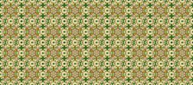 Doğu tarzı arabesk. Raster altın desen. Raster illüstrasyonu. Kusursuz altın desenli bukleler. Altın elementli bej ve yeşil renkler.