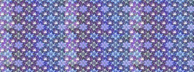 1950-1960 motifleri. Retro tekstil tasarım koleksiyonu. El çizimi çiçek unsurları olan soyut çizim raster deseni. Çiçekli ipek eşarp. Mavi maviye.