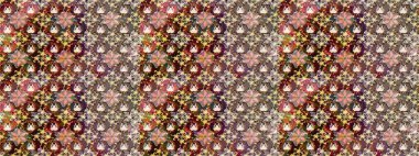 Raster illüstrasyonundaki çiçek desenli çizim. Kahverengi renkte çiçekler.