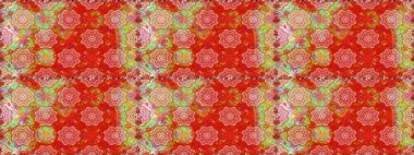 Şirin çiçek elementleri. Raster illüstrasyonu. Kırmızı renkte çiçekler. Kusursuz..