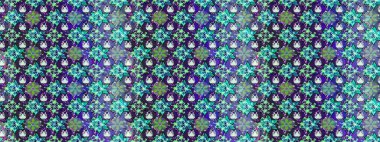 Raster illüstrasyonundaki çiçek desenli çizim. Suluboya tarzında mor renkte çiçekler.