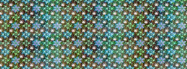 Yeşil renklerde. Soyut çiçek çizim kalıbı arka planı. Raster deseni. Raster illüstrasyonu. Küçük çiçekte sevimli çiçek deseni var..