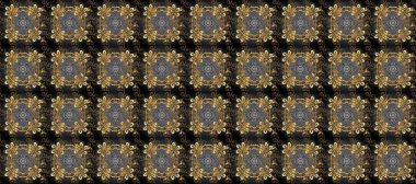 Gri, kahverengi ve bej renklerde, altın elementlerle klasik, pürüzsüz desen. Raster illüstrasyonu.