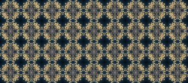 Mavi, gri ve bej renklerinde, altın elementli, pürüzsüz desenler. Şam tasarım için kusursuz desen.