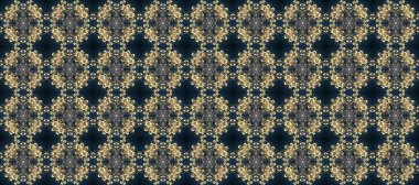 Mavi, gri ve bej renklerinde, altın elementli, pürüzsüz desenler. Şam tasarım için kusursuz desen.