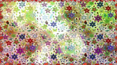 Moda baskıları için zarif bir şablon. Küçük renkli çiçekler. Motley illüstrasyonu. Küçük çiçekte güzel bir desen. Çiçekli bahar çiçekleri.