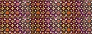 Çiçek desenli eskiz. Gömlek baskısı için çiçek boyası. Mor renkte çiçekler.