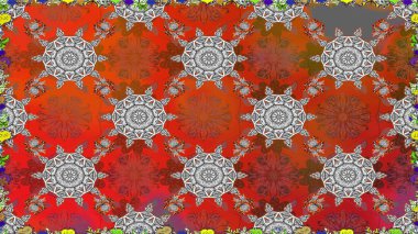 Renkli Bahar Temalı Kusursuz Arkaplan. Düz Çiçek Elementleri Tasarımı. Gri renkli çiçekler. Raster illüstrasyonunda kusursuz çiçek deseni.