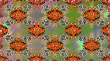 Soyut çiçek desensiz arkaplan. Küçük çiçekteki sevimli çiçek deseni. Yeşil renklerde. Raster deseni. Raster illüstrasyonu.