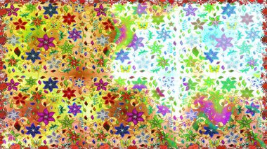 Kusursuz desenli, modaya uygun kumaş deseni. Düz Çiçek Elementleri Tasarımı. Şirin çiçek elementleri. Renkli Bahar Temalı Kusursuz Arkaplan. Raster illüstrasyonu.