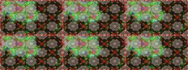 Raster Çiçek İllüstrasyonu güzel tekstil. Gri renkli etnik çiçeklerle kusursuz bir desen..