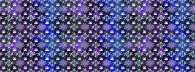 Suluboya çiçekli çiçek deseni. Raster illüstrasyonu. Mavi renkte güzel tekstil.