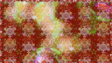 Çiçek deseni. Kahverengi renkli çiçekler. Kahverengi renklerde çiçeksiz. Raster illüstrasyonu. Şatafatlı bahar bahçesi dokusu.