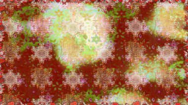 Kahverengi renklerde etnik çiçeklerle kusursuz bir desen. Asya Tekstil 'inde Raster Çiçek İllüstrasyonu.