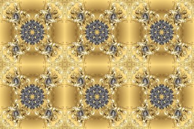 Şam, tasarım için kusursuz desen. Bej, sarı ve nötr renklerde altın elementlerle pürüzsüz desen.