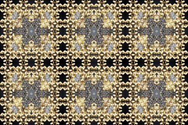 Geleneksel altın sarısı desenli bej, gri ve kahverengi renkler ve altın elementler. Barok tarzında kusursuz bir doğulu süsü..